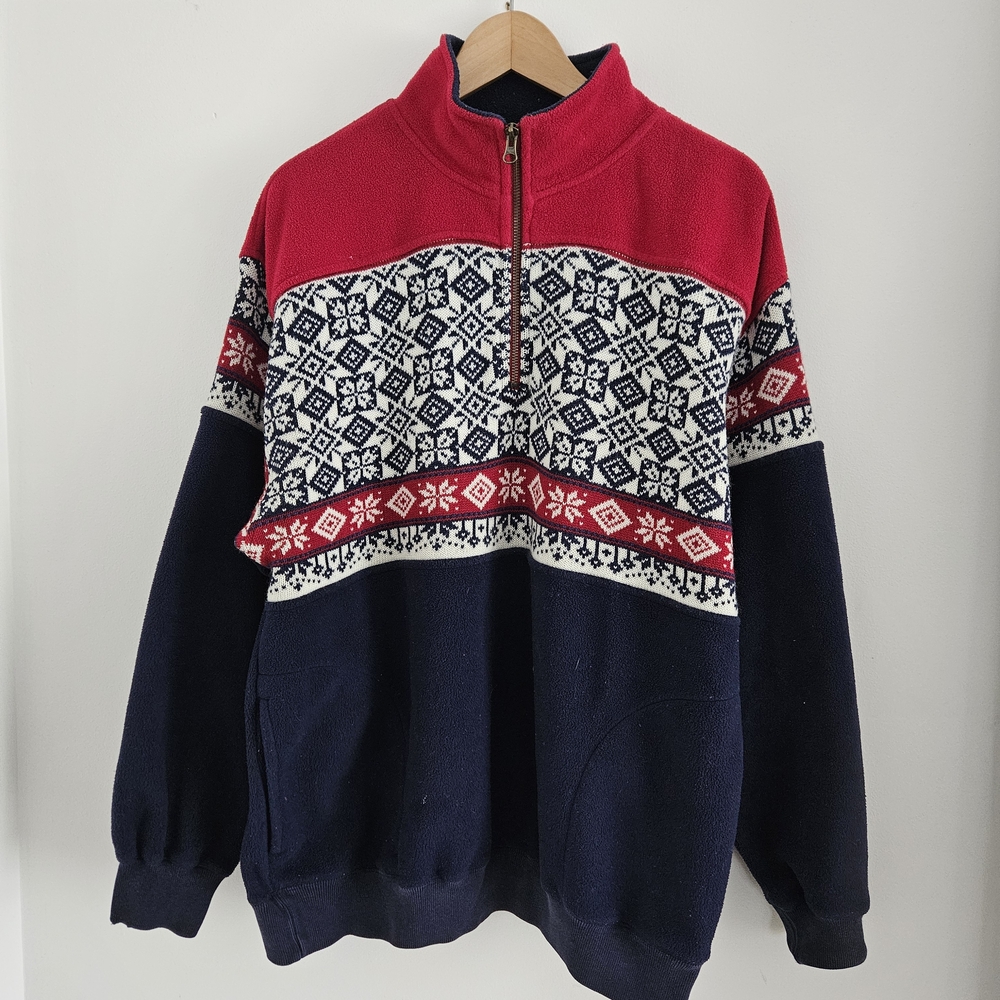 Vintage Tommy Hilfigier Fair Isle Sweater Medium Wool Cotton Acrylic 90s